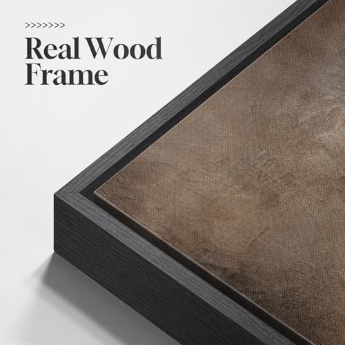 Framed Neutral Brown Abstract Canvas Wall Art for Living Room