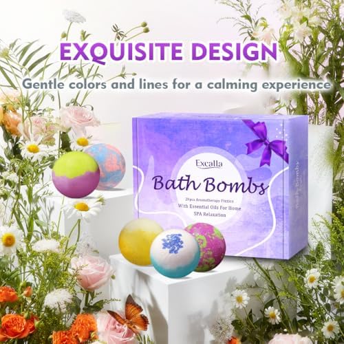Bath Bombs for Women, 20 Pcs Handmade Bubble Bathbombs Gift Set, Shea & Coco Butter Dry Skin Moisturize, SPA Relaxing Gifts for Women & Men, Her, Girls, Wife, Birthday (Package May Vary)