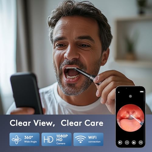 Tonsil Stone Removal Kit with Camera- 2025 Upgraded Tonsil Stone Remover Tool Connect with WIFI - Visual Led Light Tonsillolith Removal Tool with 4 Head Attachments (Black)