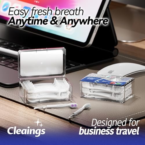 cleaings® Disposable Toothbrushes with Double Cleaning Beads Toothpaste and Clean Floss Picks for Work or Travel - 20 pcs-Mint Flavor（Pack of 1）