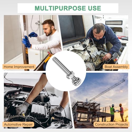 M METERXITY 4-Pack Hex Head Screw Bolt with Nuts Flat & Lock Washers M6x45mm Stainless Steel Bolts and Nuts Kit Fully Threaded Metric Bolt Assortment for Equipment/Machinery - size: M6 x 45mm