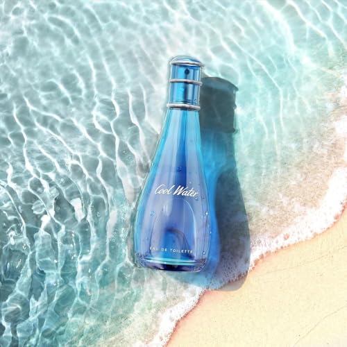 Premium Designer Brands Cool Water Perfume for Women Eau de Toilette Spray 1 oz Bundle with Refillable Perfume Atomizer Bottle and Lipstick Balm