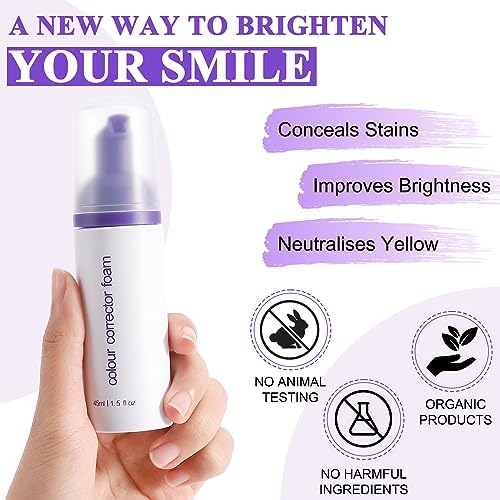 Purple Toothpaste for Teeth Whitening,Purple Teeth Whitening Kit,Tooth Stain Removal Colour Corrector,2PC