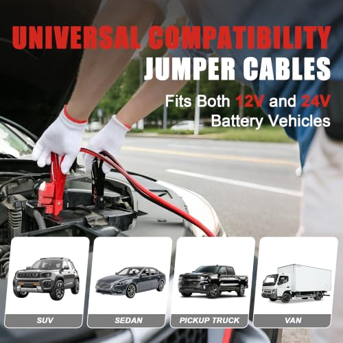 Jumper Cables,Heavy Duty 4 Gauge 20 Feet Battery Booster Cable for Car,Automotive Jumping Wires with Alligator Clamps,Carrying Bag,Safety Gloves and Iron Brush for Cars Trucks - size: 4 Gauge 20 feet (Standard)