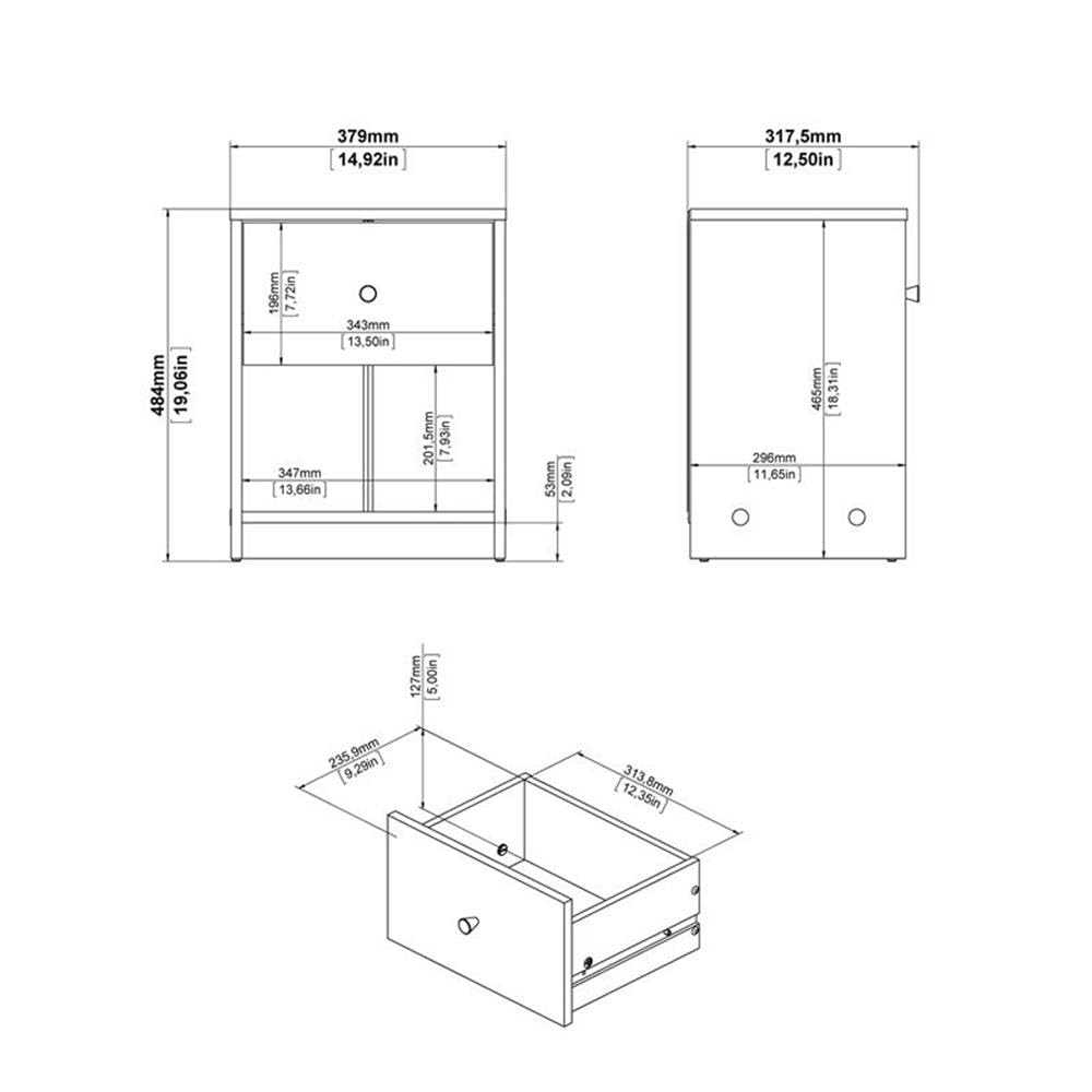 Home Square 4 Pieces Set of Modern Wood Bedroom Furniture in White Finish