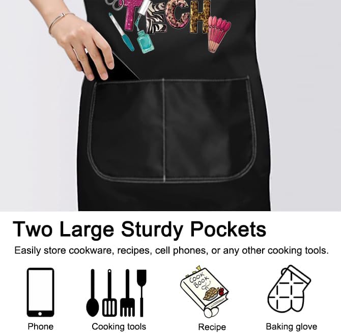 PXTIDY Nail Apron with Pockets - Waterproof Gift for Nail Techs & Salons - Adjustable