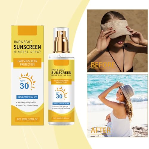 Ultimate Hair & Scalp Sunscreen Spray SPF 30 | Color-Safe UV Blocker for Dyed/Highlighted Hair | Weightless Non-Greasy Protection | Beach & Pool Essentials | Coconut Enriched Scalp Shield (2)