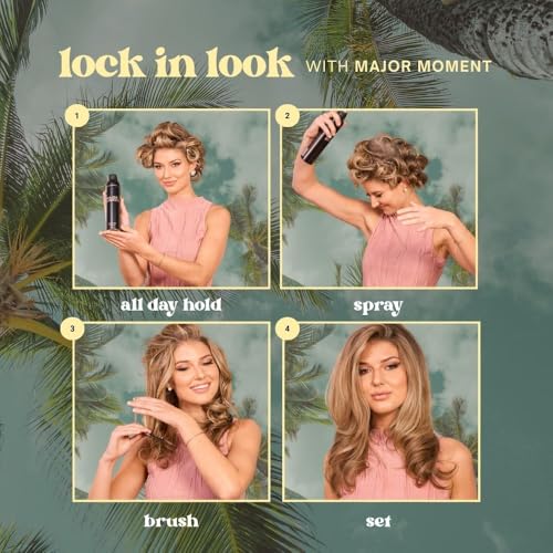 Beachwaver Major Moment Strong Hold Hairspray - Full Size (8.3 Oz) | Extra-Strength Vegan Hairspray For Long-Lasting Styles w/Brushable Finish - Removes Frizz & Locks In Style | Bali Beach Night