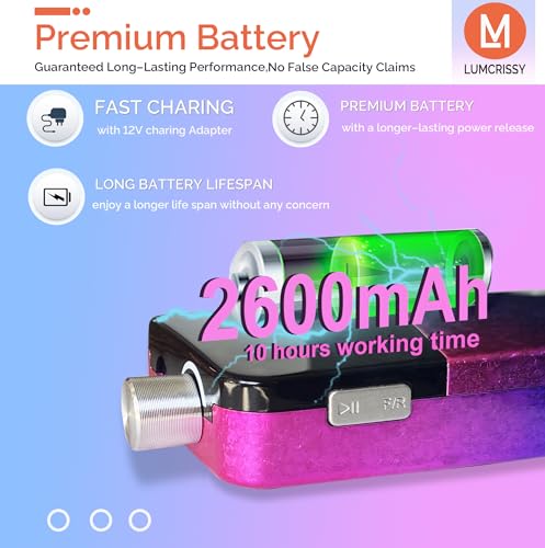 Professional Nail Drill, Lumcrissy 35000RPM Professional Nail File Machine, Rechargeable Efile for Acrylic Gel Nails with Ceramic Drill Bits Set& Sanding Bands for Manicure Salon Home Use