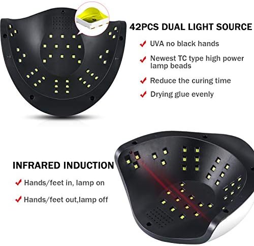 UV Gel Nail Lamp 120W LED Nail Light Fast Dryer for Gel Polish Curing with 4 Timers Portable Handle Large Space Automatic Sensor (White)