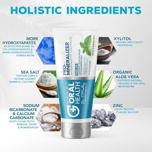 Nano hydroxyapatite Toothpaste Fluoride Free | Pro Remineralizing Toothpaste Plus Anti Cavity Xylitol – Dentist Formulated Tooth Remineralization for Sensitive Teeth & Enamel Support in Wintermint