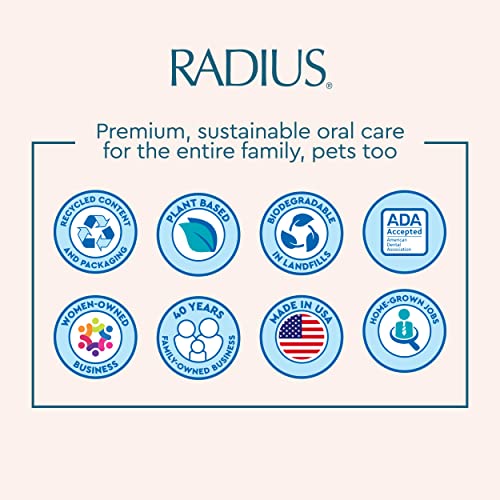 RADIUS Children's Toothbrush, Totz Plus Brush, Extra Soft Bristles, White/Green/Lightblue, BPA Free & ADA Accepted, for Delicate Teeth & Gums for Children 3 Years & Up, Pack of 3