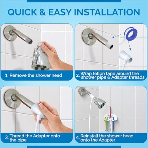Oral Irrigator Shower Floss Dental Care System | Advanced Shower Water Flosser for Healthy Gums and Teeth | Shower Flosser | Dental Water Flosser for Superior Dental Hygiene at Home | Made in U.S.A.