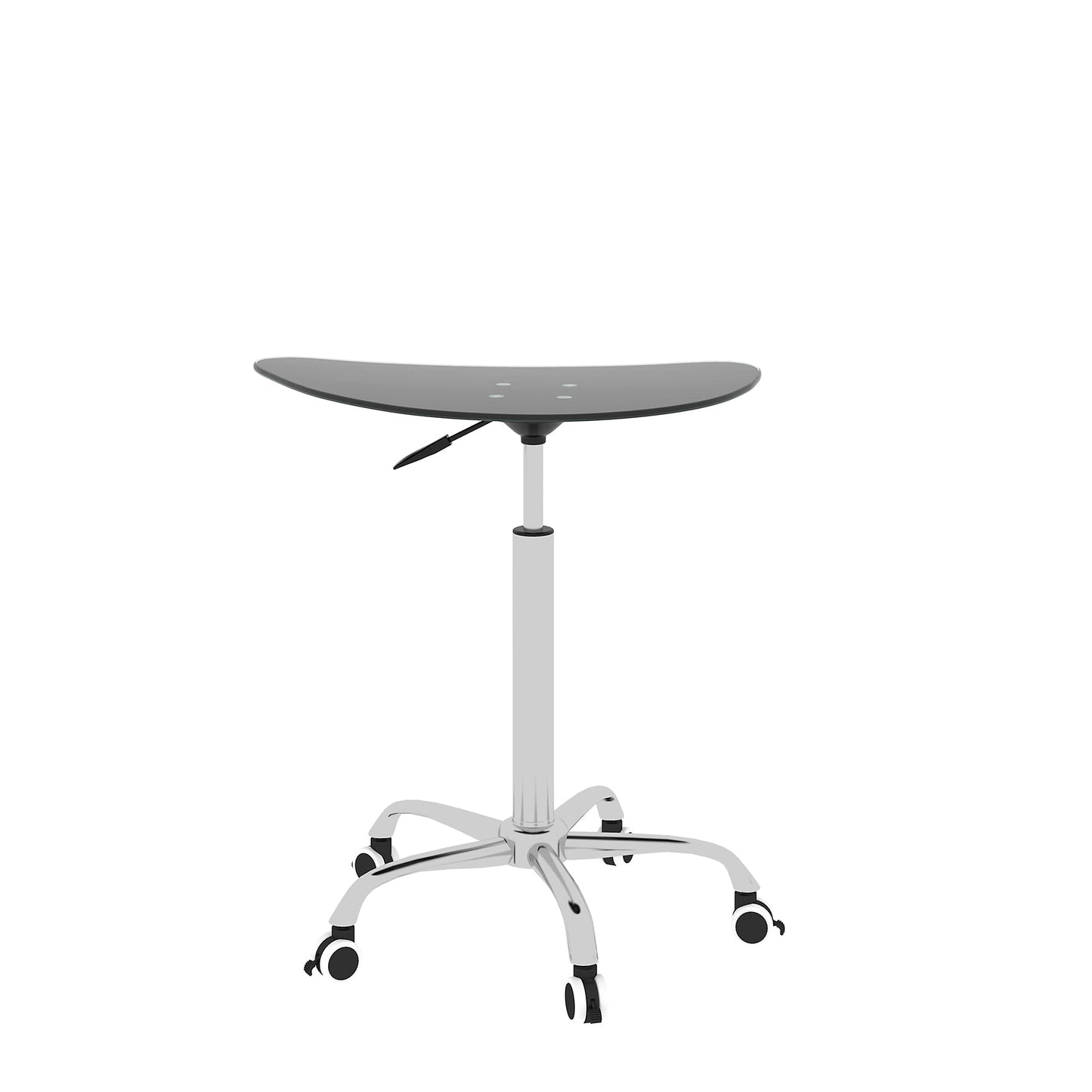 Adjustable Height Tempered Glass Side Table, Rolling Small Desk with 5 Lockable Wheels.(Adjustable Range 24.2 "~32.7 ") (Black)