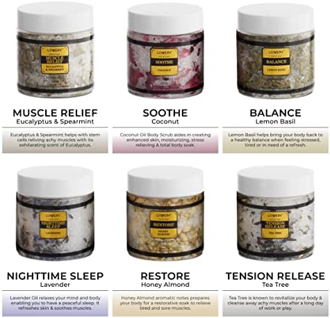 Spa Gifts for Women, Epsom Bath Salts Gift Basket Set, Relaxing Self Care Salt with Essential Oils, Gifts for Mom, Wife - Lavender, Eucalyptus, Lemon Basil, Coconut, Tea Tree, Honey Almond