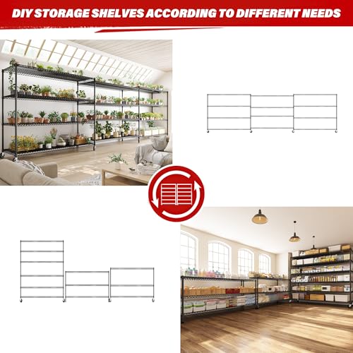 6 Tier Wire Shelving Units with Wheels (2 Count)