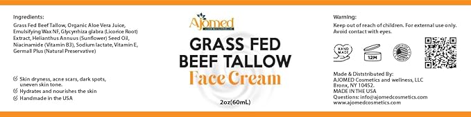 Tallow Face Moisturizer - Grass Fed Tallow for Skin Care- unscented Handmade Tallow face Cream- tallow balm Sensitive & Dry Skin (FRANKINCENSE)