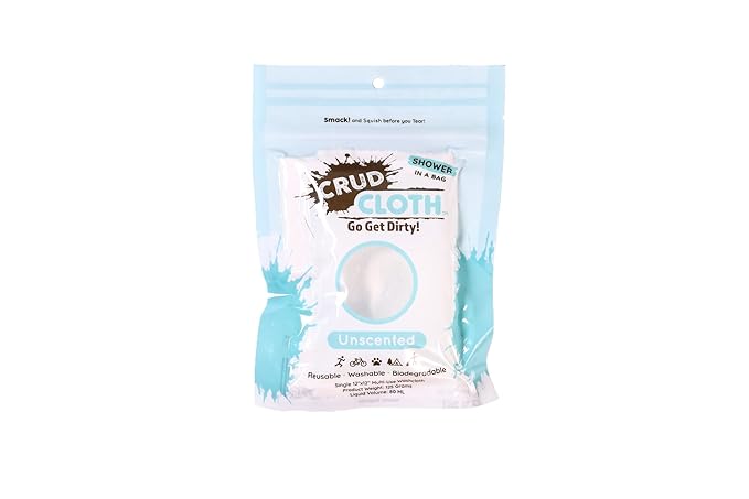 Shower In A Bag | Unscented (Pack of 7) | Biodegradable No Rinse Bathing Wipes For Camping, Backpacking, and Travel. Pre Soaped Disposable Washcloths and Body Wipes