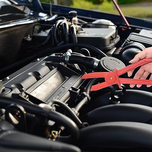 OBTANIM 3 Pack Plastic Hose Pinch Off Pliers Line Clamp Pliers Set Tool for Automotive Flexible Hoses, Gas Lines Radiator Brake Coolant and Fuel Lines (Red) - color: Red