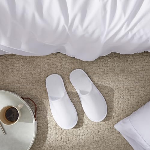 Juvale Disposable Slippers for Guests - Men's US 10/Women's US 11 Medium - White Closed-Toe Cotton EVA Slip-Resistant Sole - Individually Wrapped Spa & Hotel House Slippers Bulk 24 Pairs