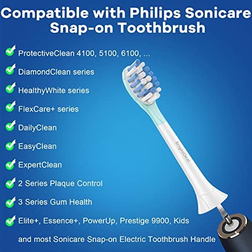Replacement Heads for Philips Sonicare ProtectiveClean 4100 5100 6100 DiamondClean 9500 ExpertClean 7500 FlexCare HealthyWhite Electric Sonic Toothbrush C3 G3 W3 C2 G2 Brush, White, 6 Pack