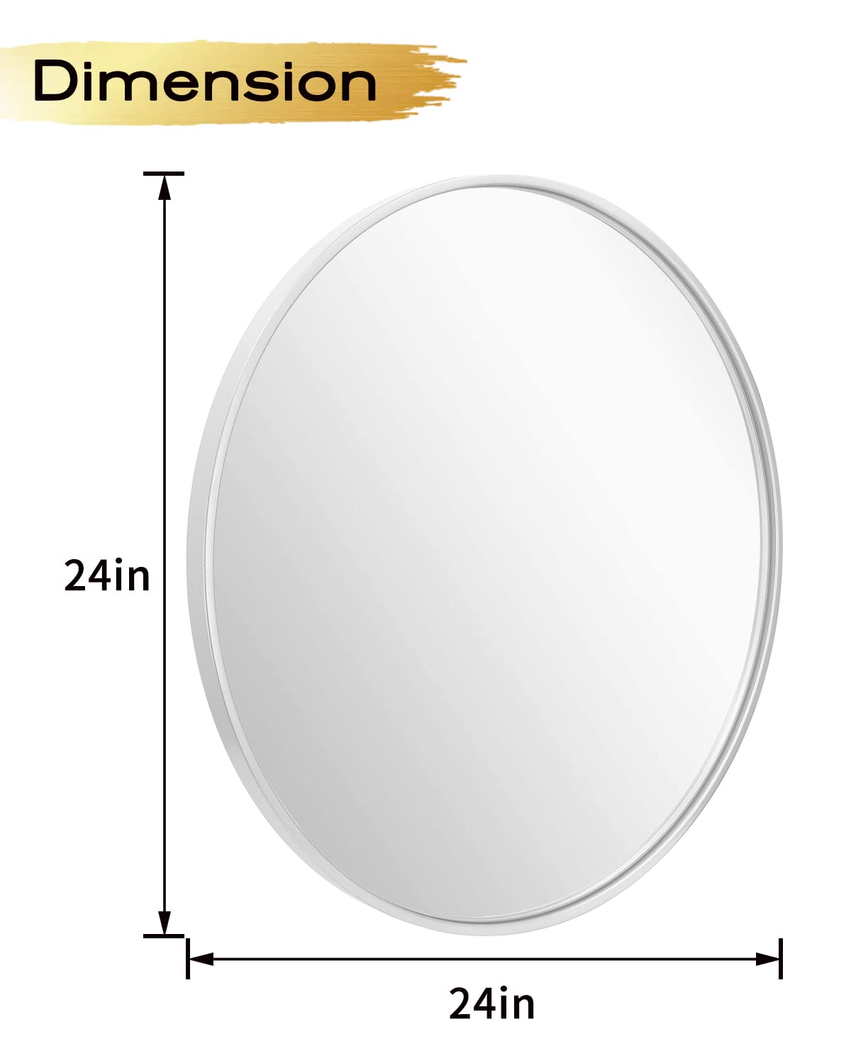 IPOUF 24”Round Mirror, White Large Circle Metal Frame Wall Mirror for Bathroom, Entryway, Living Room,Vanity