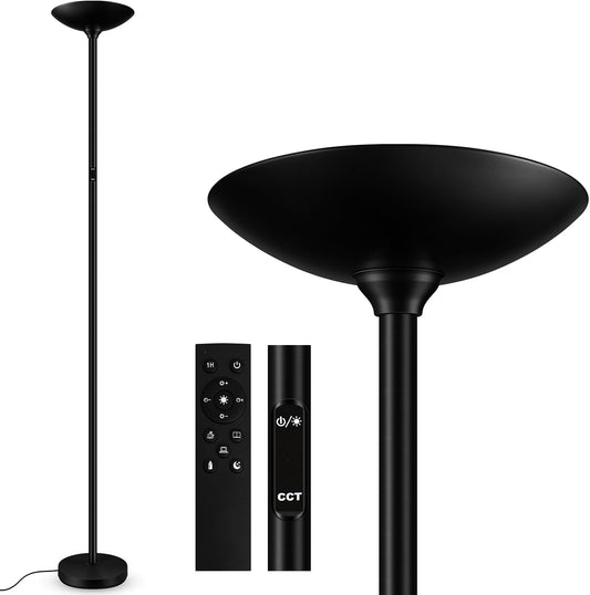 Dimmable Floor Lamp, Black, 30W 3000LM LED Torchiere Standing Lamp