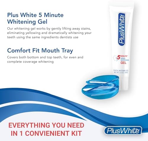 Plus White Whitening Kit - 5 Minute Speed Whitening Gel & Comfort Fit Mouth Tray - Professional Teeth Whitening Kit w/Dentist Approved Ingredient for Tooth Whitening (2 oz)