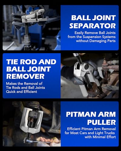 OMT Ball Joint Separator, Tie Rod End Tool Set, Pitman Arm Puller | Includes 5pc Popular Tools for Servicing Ball Joints, Tie Rods, and Pitman Arms, Red Case Silver Puller - color: Red Case Silver Puller