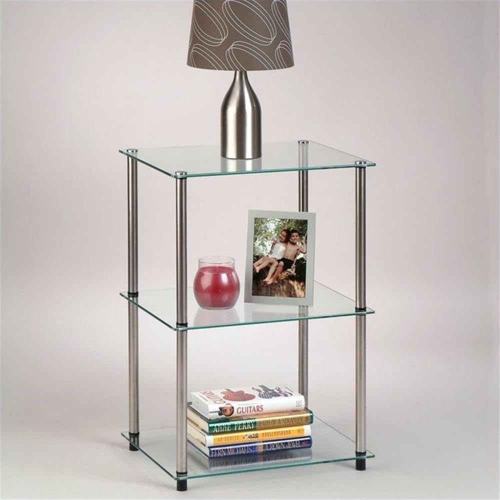 Convenience Concepts Designs2Go Classic Glass Tall 3 Tier End Table