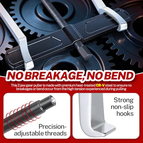 BILITOOLS 8" 2 Jaw Gear Puller, Bearing & Pulley Removal Tool | Internal External Reversible for Flywheel, Gears & Pulleys - size: 8”
