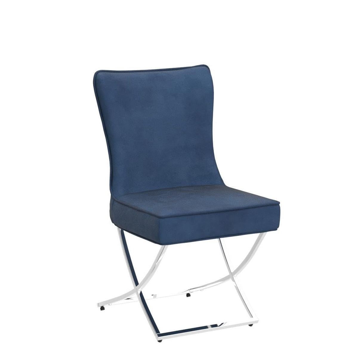 LOULENS Elegance Velvet Dining Chairs Set of 2, Luxurious Upholstered Tufted Dining Room Chairs, Glam Royal Velvet Accent Chairs with Stainless Steel Legs, Dark Blue