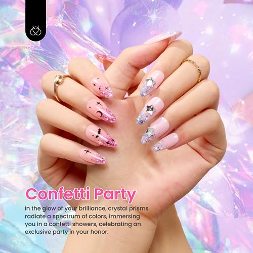Beetles Glitter Gel Nail Polish 6 Colors Orange Gold Hot Pink Blue Shimmer Silver Colors Sparkly Shiny UV Gel LED Nail Lamp Gel Polish Kit for Home DIY Nail Designs