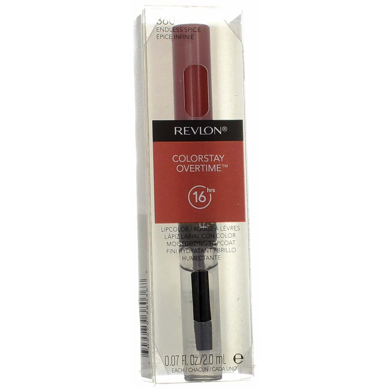 Revlon Liquid Lipstick with Clear Lip Gloss, ColorStay Overtime Lipcolor, Dual Ended with Vitamin E, 360 Endless Spice, 0.07 Fl Oz (Pack of 1)