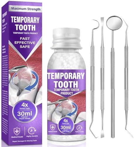 Tooth Repair Kit-for Broken Teeth, Moldable False Teeth-Filling Repair Kit, Fake Teeth DIY at Home, Fixing Missing & Broken Tooth Replacements, with 4 Dental Tools