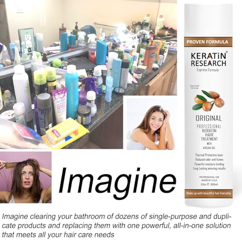 KERATIN RESEARCH Brazilian Keratin Hair Treatment Straightening Complex Blowout LONG Lasting Organic Natural Results with Argan Oil Keratina Brasilera