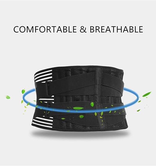 Back Support Belt for Ultimate Relief: Adjustable Lumbar Brace with Anti-Skid Design, 6 Stays, and 16-Hole Air Mesh for Sciatica, Herniated Disc, and Heavy Lifting (Medium)
