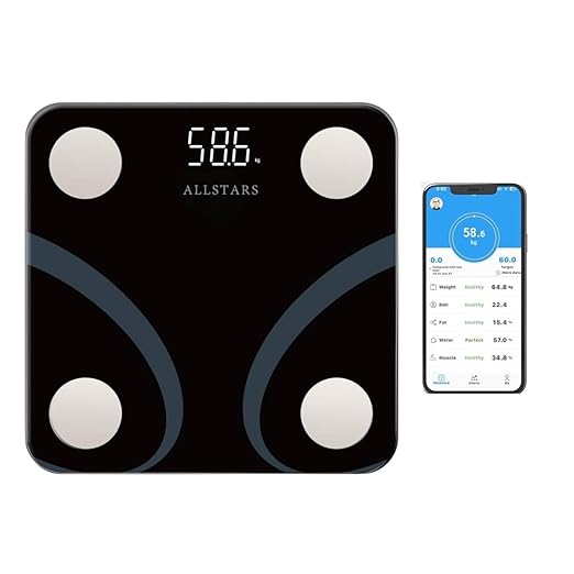 Smart Weight Scale, Monitors 12 Body Metrics Including BMI and Body Fat with Smart Phone APP, 396 Lbs, Black