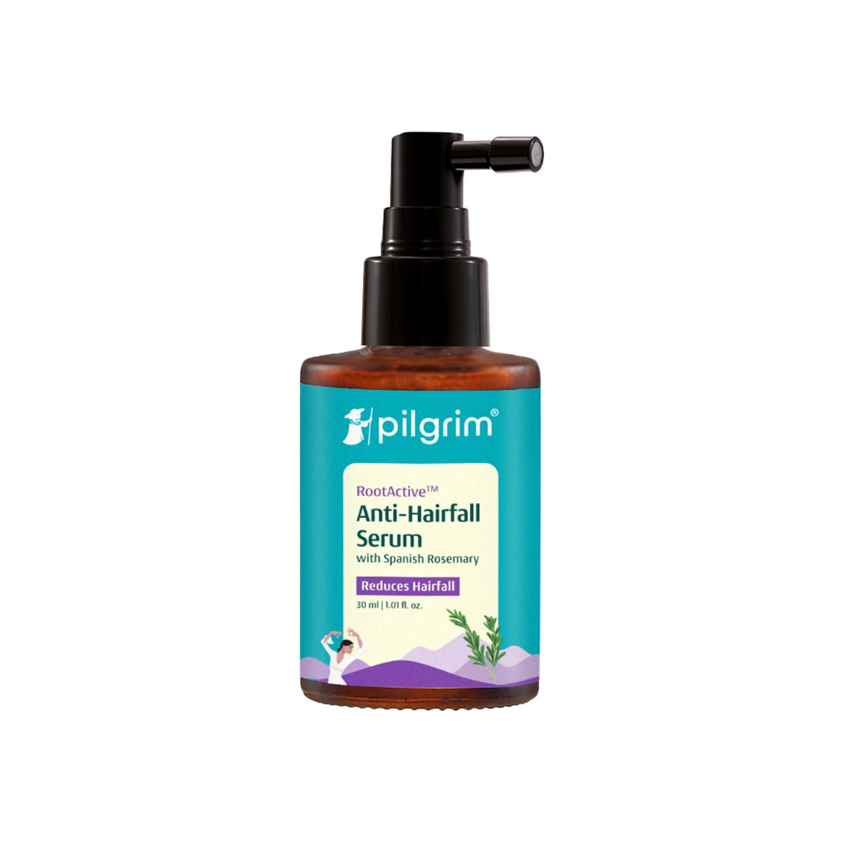 Rosemary Hair Serum for Hair Fall – Pilgrim RootActive Anti-Hairfall Serum with Caffeine, Biotin, Capilia Longa & Saw Palmetto | Reduces Hair Loss | For Men & Women | 1.01 Fl Oz (30ml)