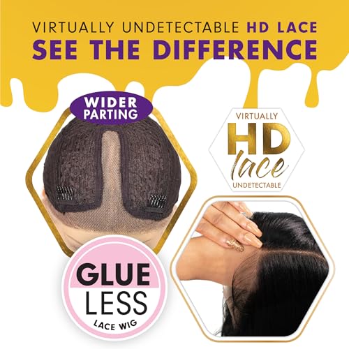 Sensationnel Butta Lace Wigs - Unit 5 Extra Wide 5 Inch Deep Parting Synthetic Preplucked Hairline Glueless Lacefront (1B OFFBLACK)
