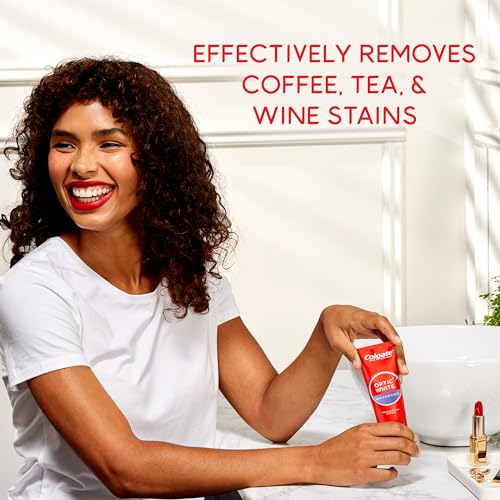 Colgate Optic White Advanced Hydrogen Peroxide Toothpaste, Teeth Whitening Toothpaste Pack, Enamel-Safe Formula, Helps Remove Tea, Coffee, and Wine Stains, Sparkling White, 3 Pack, 3.2 oz