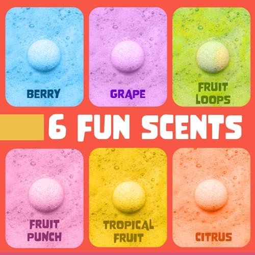 Superhero Bath Bombs for Kids with Surprise Toys Inside (6 Pack) - Large Bubble Bomb Fizzies for Boys, Girls, & Toddlers - Fruity Scents, Relaxing Aromas, Made in USA, Birthday Gift by Two Sisters