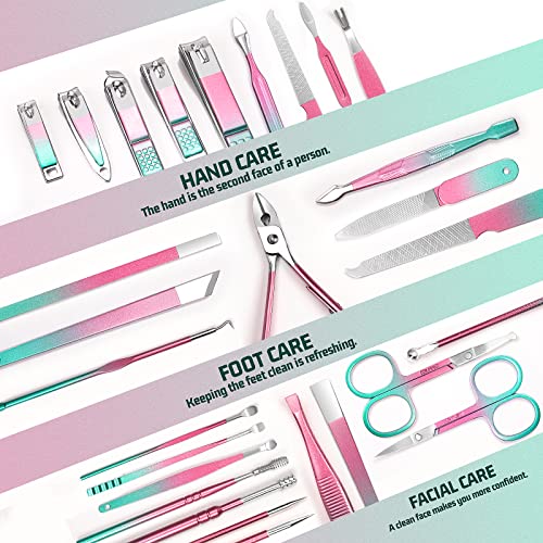 WOAMA Manicure Set 30 In 1 Pedicure Kit Nail Clippers Set Manicure Kit Professional Stainless Steel Nail Kit For Women Men