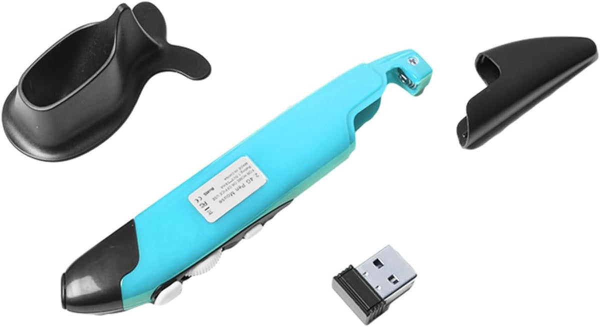 Optical Pocket Pen Mouse, 2.4GHZ USB Wireless Optical Pen Mouse, 800/1200/1600 DPI Adjustable, Handwriting Mini for PC Laptop Notebook Computer (Blue)