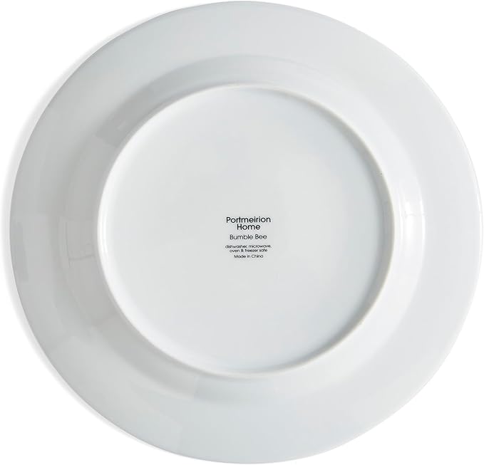 Portmeirion Home Bumble Bee 16 Piece Set - Colorful Wildflower & Bee Pattern, Porcelain Plates, Bowls & Mugs for Breakfast, Lunch or Dinner, Great for Spring Gatherings - Microwave, Dishwasher Safe
