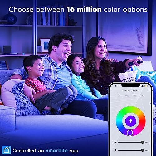 LUXRITE 4 Inch Smart LED Recessed Lighting, RGBW Color Changing, WiFi App and Voice Control, Compatible with Alexa and Google Home, No Hub Required, 10.5W 700LM, CRI 90, IC Rated, Wet Rated
