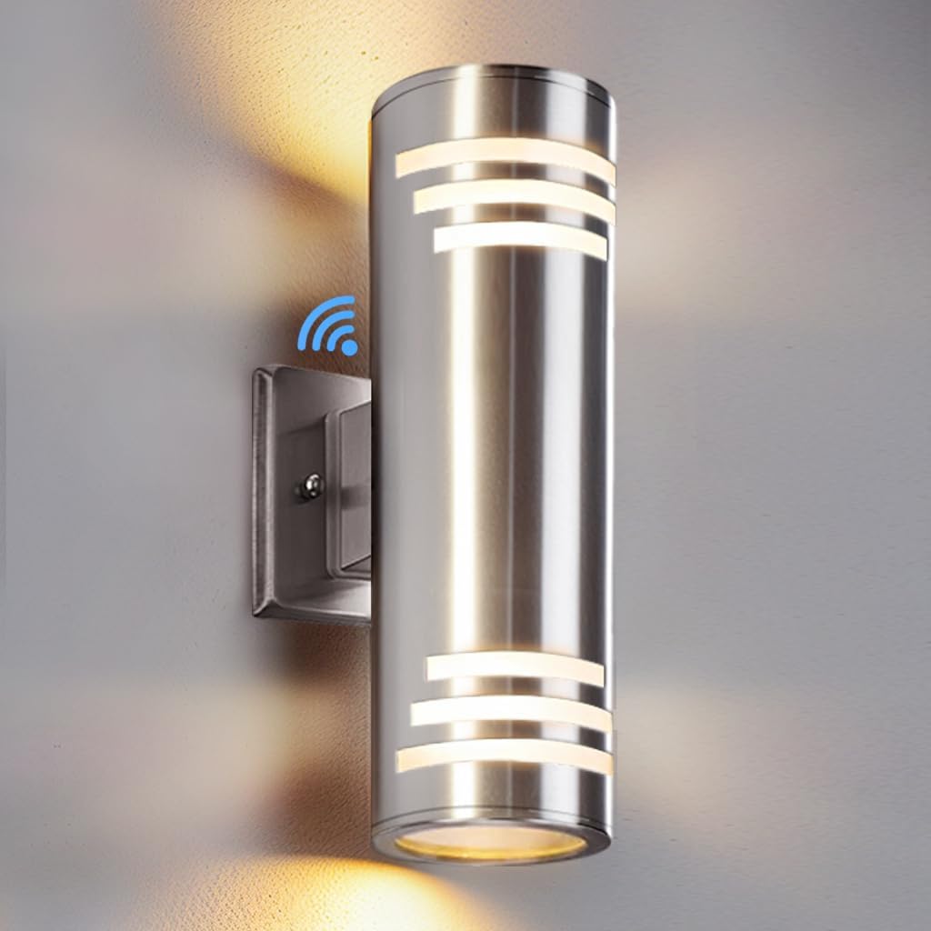 SHIMR Dusk to Dawn Outdoor Wall Lights, Modern Up and Down Sconce