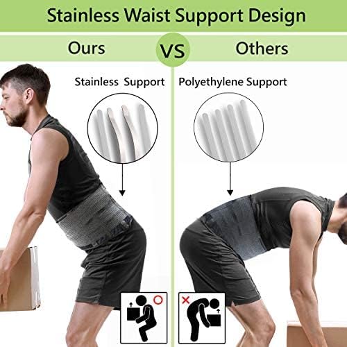 OMAX Lumbar Back Brace Immediate Lower Back Pain Relief, Dual Adjustable Support Straps for Men/Women for Work, Breathable Mesh Support Belt for Herniated Disc, Sciatica, Black, S 29"-35"