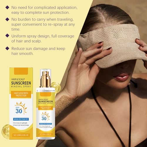 Ultimate Hair & Scalp Sunscreen Spray SPF 30 | Color-Safe UV Blocker for Dyed/Highlighted Hair | Weightless Non-Greasy Protection | Beach & Pool Essentials | Coconut Enriched Scalp Shield (2)