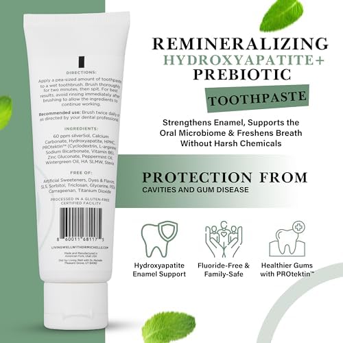 Remineralizing Toothpaste – Fluoride-Free, Hydroxyapatite + PROtektin™ – Supports Enamel, Oral Microbiome & Gum Health – Mint – 4 oz
